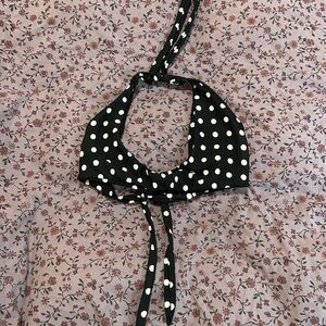 Retro Bikini Halter Top Black and White Polka Dot